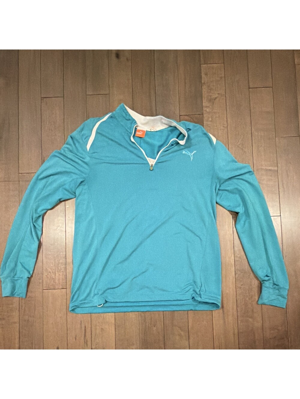 PUMA Sportlifestyle Mens Blue/White 1/4 Zip Mock Neck Pullover Top L